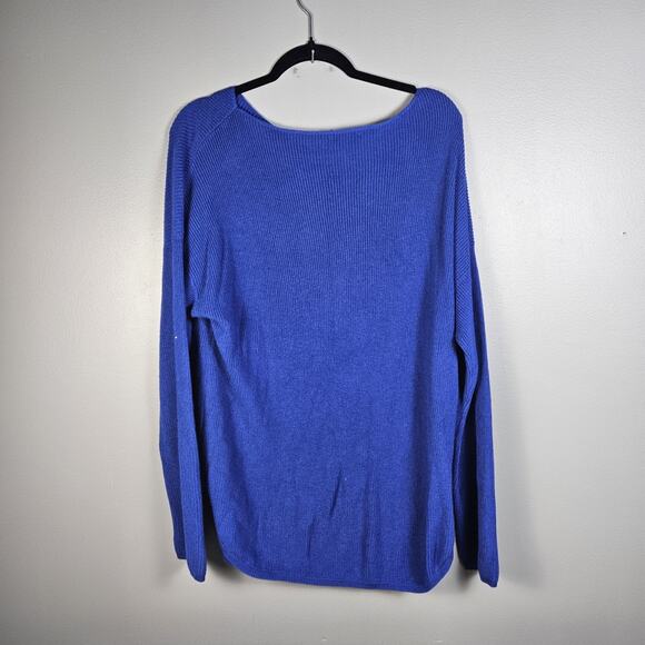 The Limited Blue Knit Tunic Sweater XL Dolman Sleeve Cashmere Blend - Picture 3 of 7